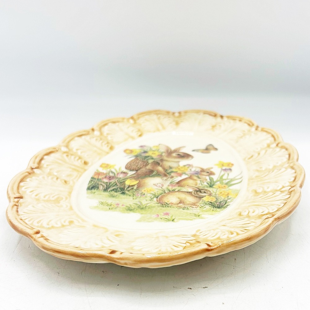 Cracker Barrel Easter Traditions Egg Shaped Small Plate Bunny Floral Egg - Picture 7 of 9